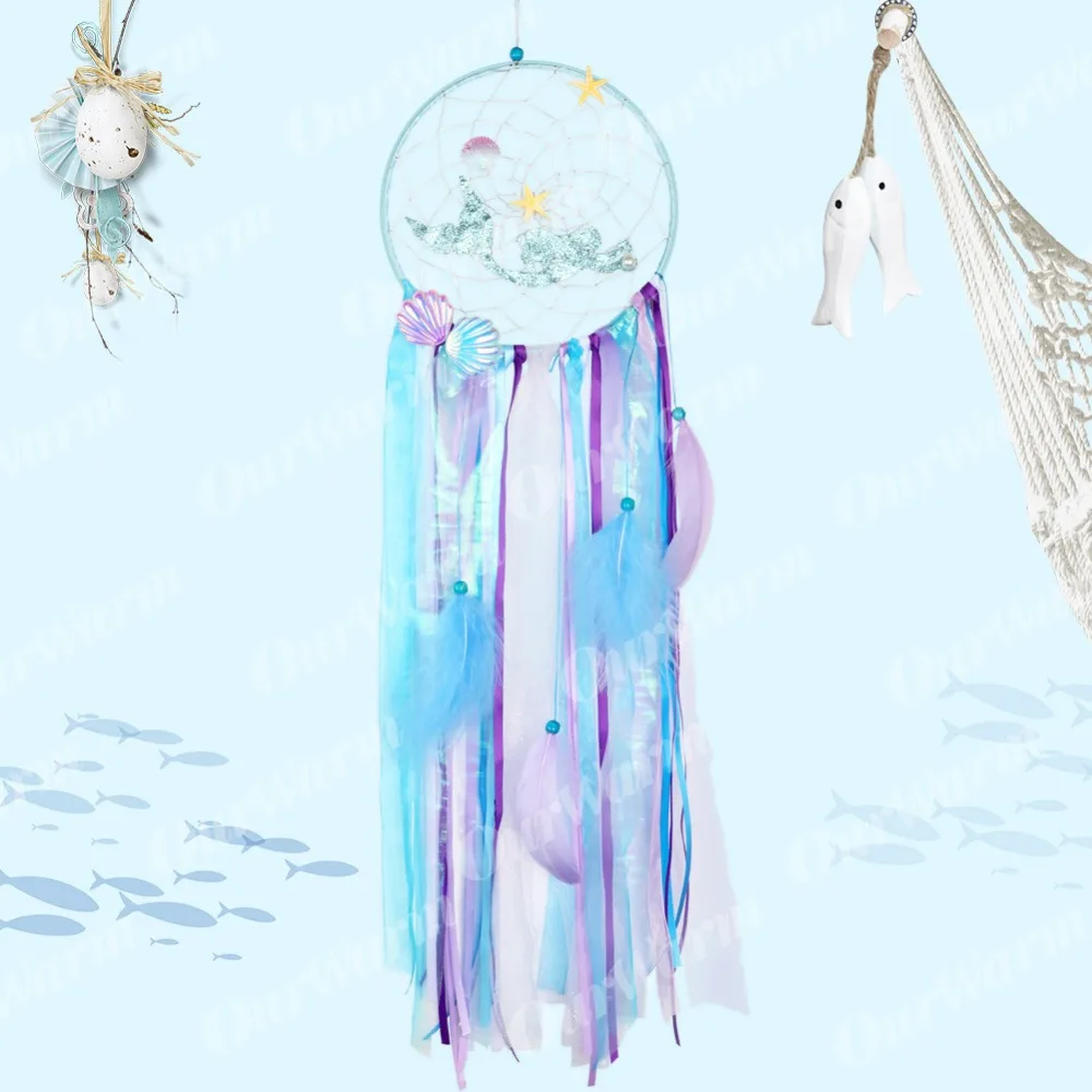 OurWarm Under The Sea вечерние украшения Русалка Dream Catcher Baby Shower Русалка тематические вечеринки синий колокольчиков дома Настенный декор