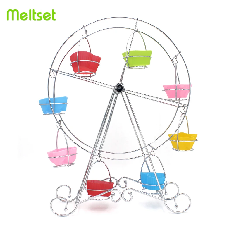 8 Cups Iron Ferris Wheel Cake Stand Wedding Cupcake Stands Rotating