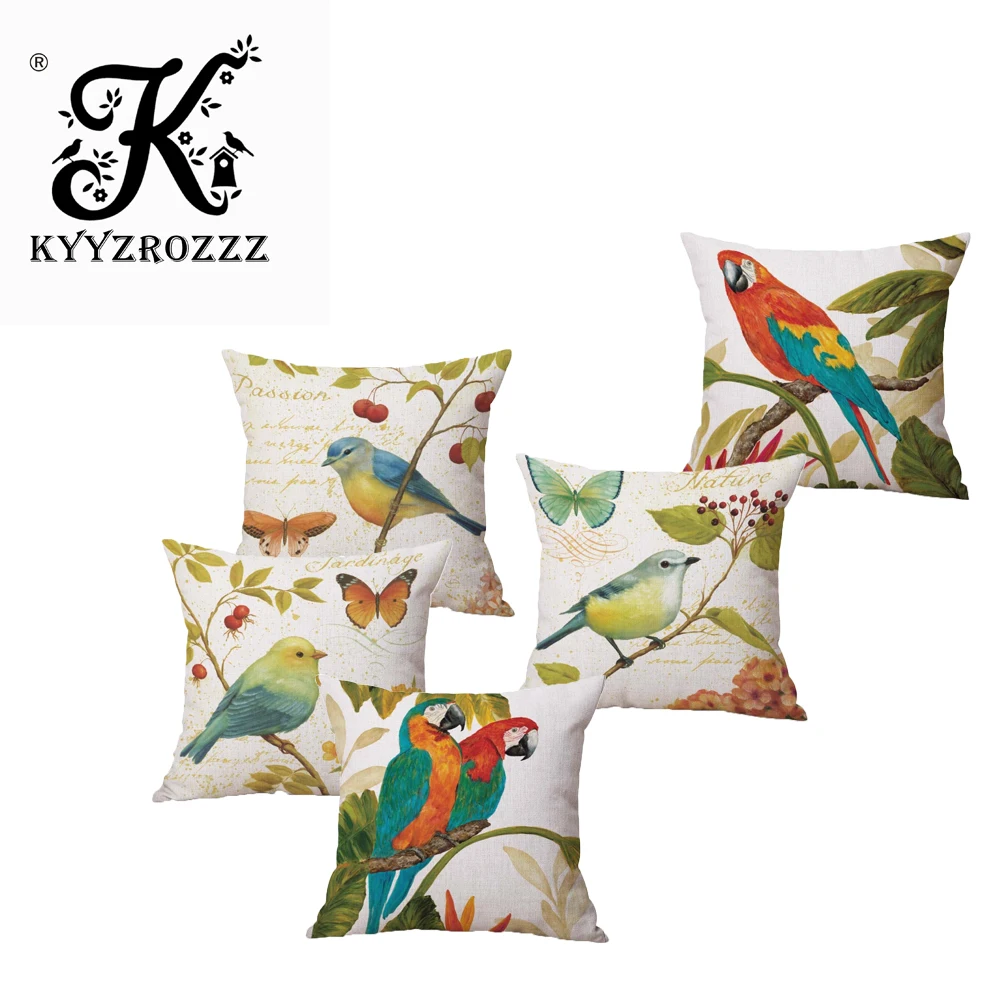 

Garden Style flower and Bird Parrot Car Decorative Throw Pillowcase Pillow cases Cushion Covers Sofa Chair Home Decor
