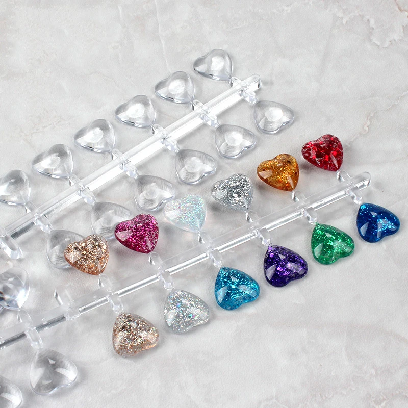 48Tips/set False Nail Color Card Transparent Natural Heart Nail Art Display Showing Shelf DIY Nail Practice Board Manicure Tools