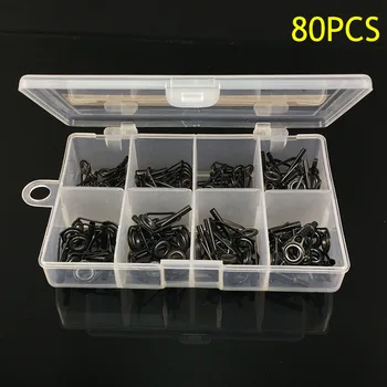 

Hot 80 Pcs/ Set Freshwater Fishing Rod Guide Tip Repair Kit Eye Ceramic Carbon Steel Ring DO2