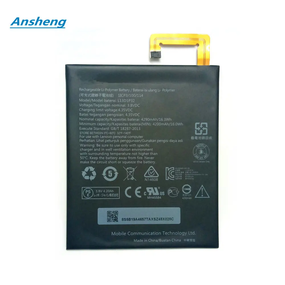 Ansheng 4290mAh L13D1P32 батарея для Lenovo Lepad A8-50 A5500 Tab S8-50 Tablet | Мобильные телефоны и