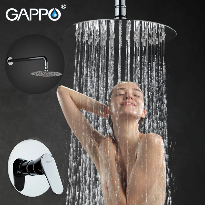 

GAPPO Wall bathroom shower faucet set rainfall in-wall shower faucets chrome bathtub faucet water tap wall mounted bath showers