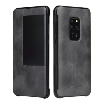 

Vintage Auto Lock Sleep Wake Case For Huawei Mate 20 Thin PU Leather Display View Window Flip Cover For Huawei Mate 20 Pro Case