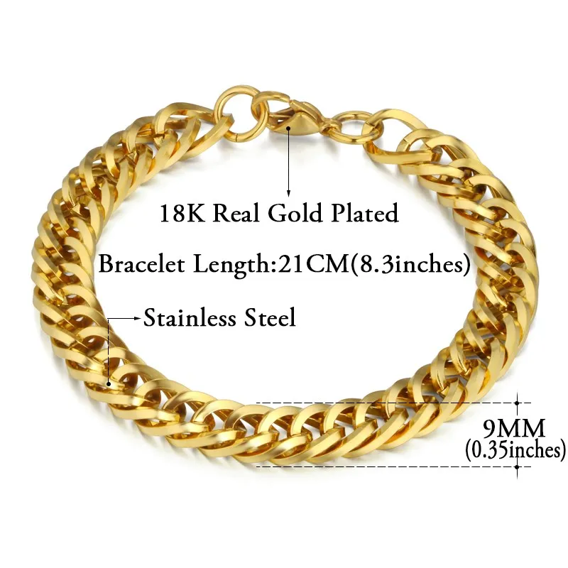 Браслет мужской из нержавеющей стали под кубинскую цепь 9 мм|bracelets for|chain link braceletmen