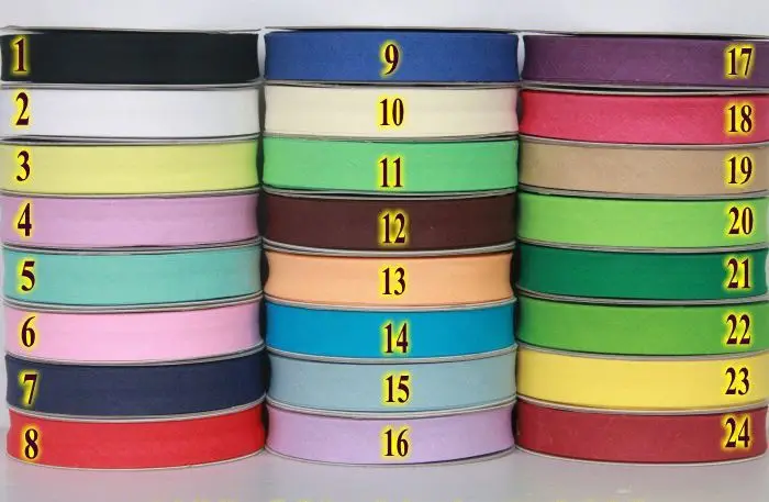 Лента смещенная хлопчатобумажная шириной 20 мм 10 м/лот|bias binding|tape biassingle fold bias tape |