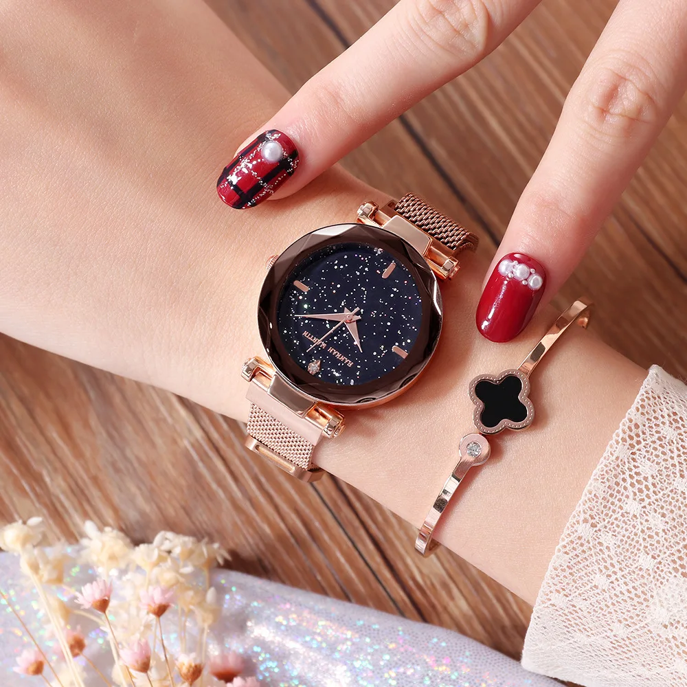 

zegarek damski Fashion Starry Sky Designer Women's Bracelet Quartz Watches Stainless Steel Strap Ladies Dress Wrist Watches 2018