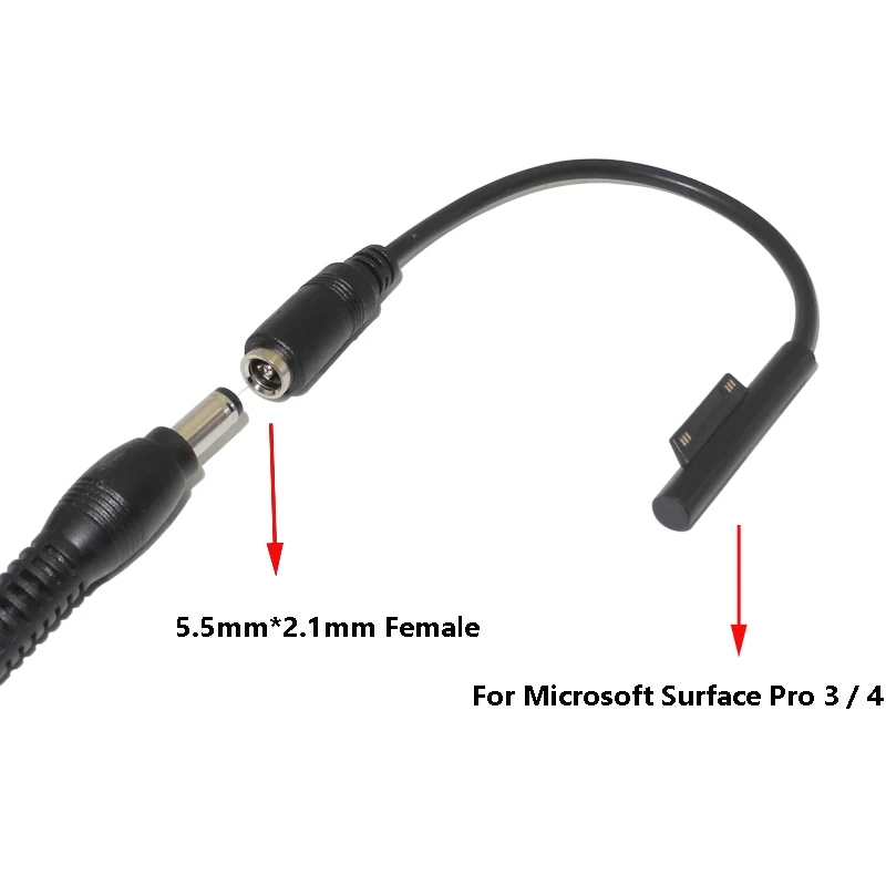 

Laptop Charging Cable Cord for Microsoft Surface Pro 6 5 3 4 Dc 5.5*2.5mm Female Plug Power Adapter Converter for Surface Go