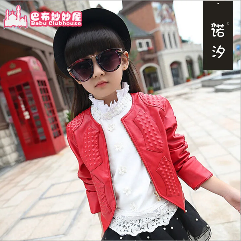 

Girls clothes Kids Jacket Girls spring autumn PU Leather Jacket Children Leather Outwear Baby Girl Jackets teenage Coats 4~11 T