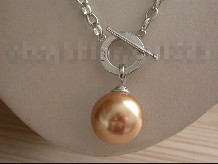 

Natural 20mm Champagne Shell Round Pearl Pendant #f1134!@^Noble style Natural Fine jewe FREE SHIPPING ##a #a