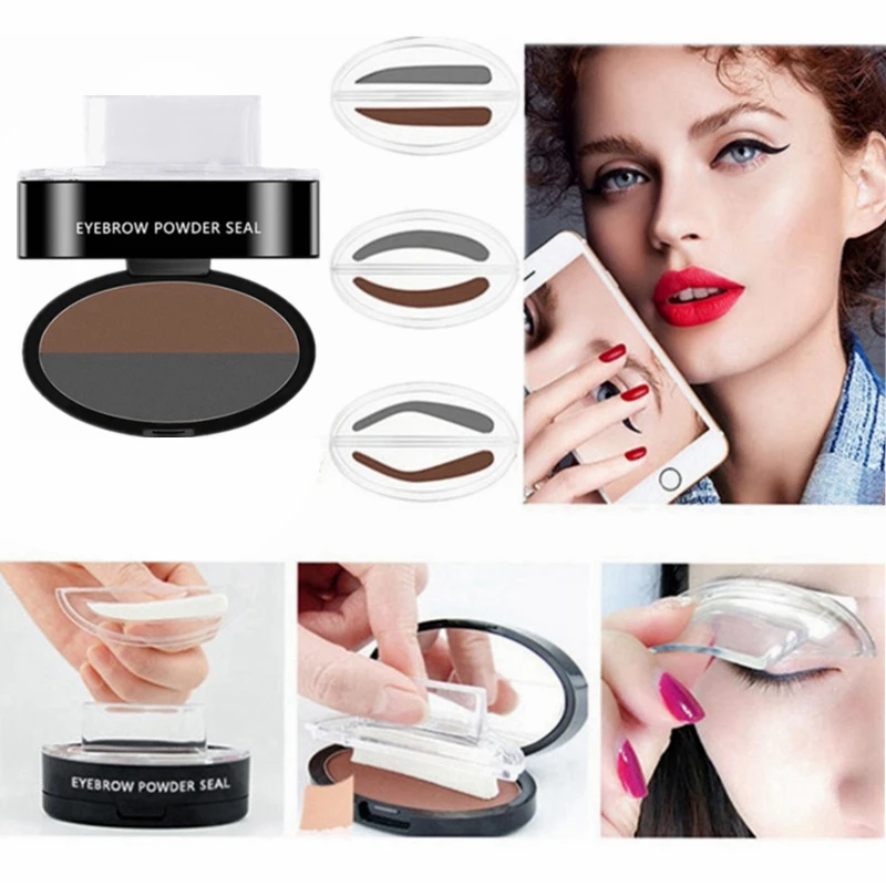 

Eyebrow Stamp Seal Palette Set Two Color Shadow Powder Waterproof Eye Brow Stamp Powder Natural Shape Eyebrows Powder Palette