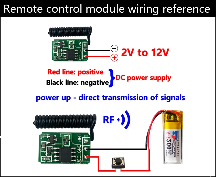 Беспроводной пульт дистанционного управления Мини маленький 433 МГц РЧ передатчик приемник 3,7 в 5 в 6 в 9 в 12 Батарея схема питания микро управление Лер