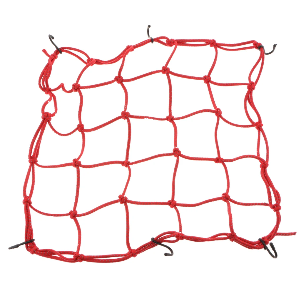 40x40cm Elasticated Bungee Cargo Luggage Package Net with 6 Hooks for Rear Motorcycle Bicycle Bag Basket Motorbike Accessory 