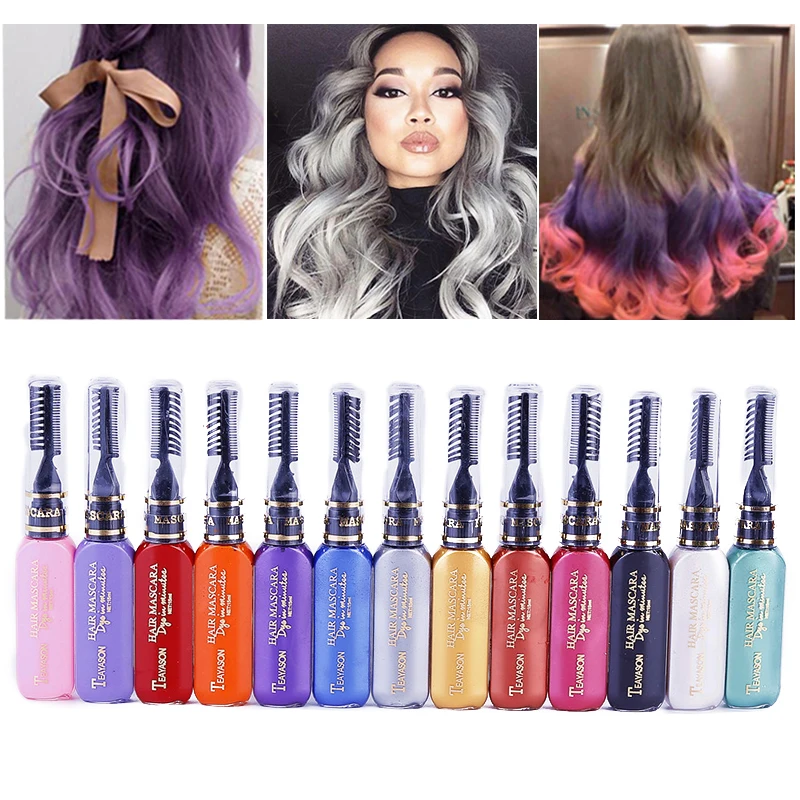 

13COLORS DIY One-off Hair Color Dye Temporary Non-toxic Hair Color Linen Mascara Washable One-time Hair Dye Crayons select