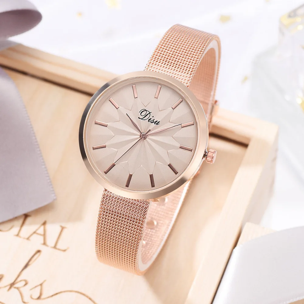 

DISU Exquisite Girl Stainless Steel Mesh Belt Women Quartz Analog Wrist Bracelet Small Dial Delicate Luxury Business Watches #W