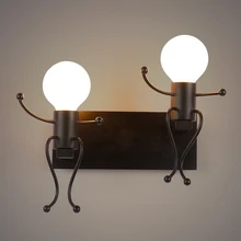 Personalidad de hierro forjado Robot luz de pared nórdico Retro simple/doble cabeza E27 lámpara de pared niños dormitorio lámpara de decoración de cabecera