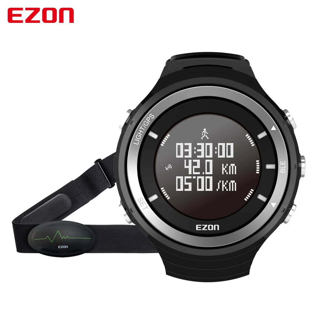 EZON T033 монитор сердечного ритма спортивные фитнес-часы Bluetooth gps трекер Шагомер альтиметр барометр наручные часы с нагрудным ремешком