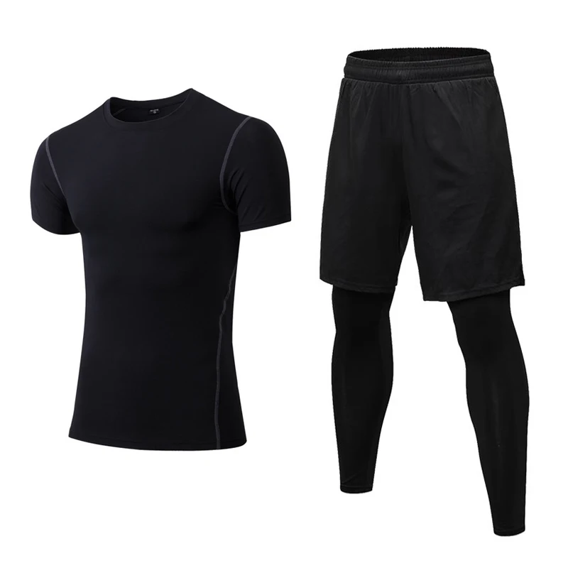 

2018 Quick Dry Compression Suit Men's Running Set Fitness Tight Tracksuit Men Sport Suit Outdoor Jogging Sportswear Clothes