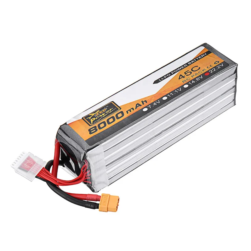 1/2/4 шт. ZOP Мощность 22,2 V 8000 мА/ч, 45C 6 S Lipo Батарея XT90 разъем для небольшой гоночный Дрон с видом от первого лица Квадрокоптер запасные Запчасти и аксессуары