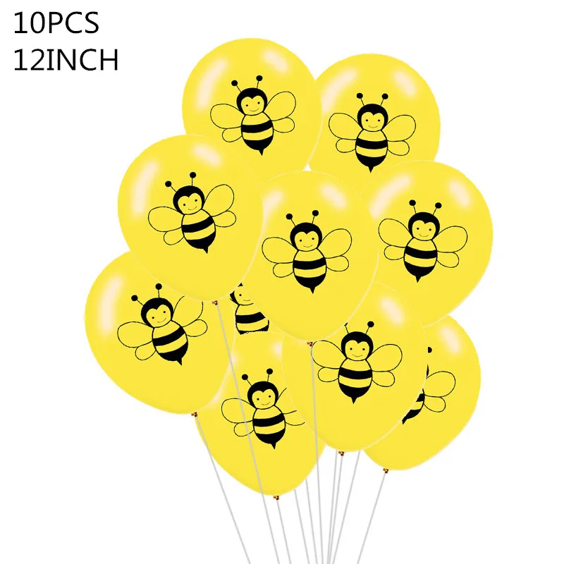 Воздушные шары из латекса в виде пчелы, в черный горошек, со звездами, из фольги, с рисунком пчелы, для детей, на день рождения, воздушные шары в виде животных, вечерние украшения, принадлежности для детского душа - Цвет: B01
