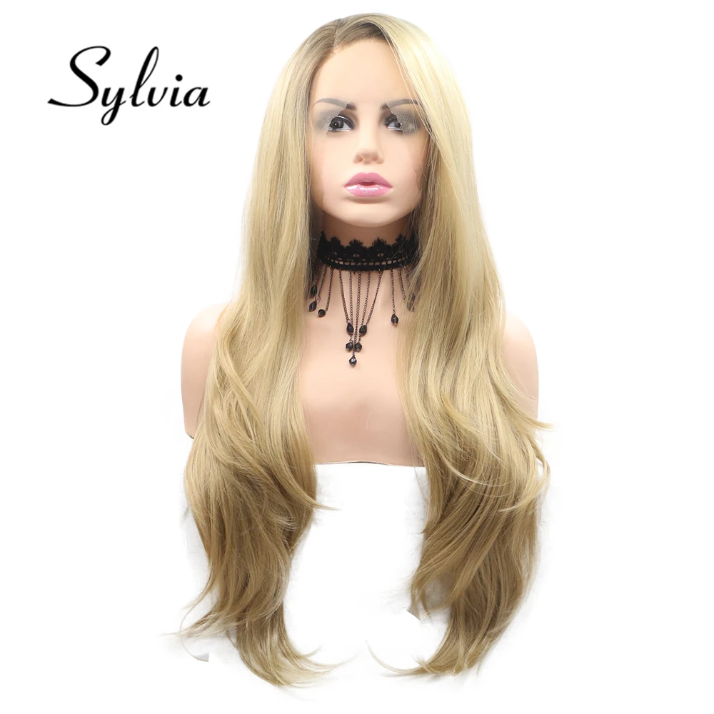 

Sylvia Blonde Synthetic Lace Front Wigs Body Wave Side Part Long Heat Resistant Fiber Hair For Women