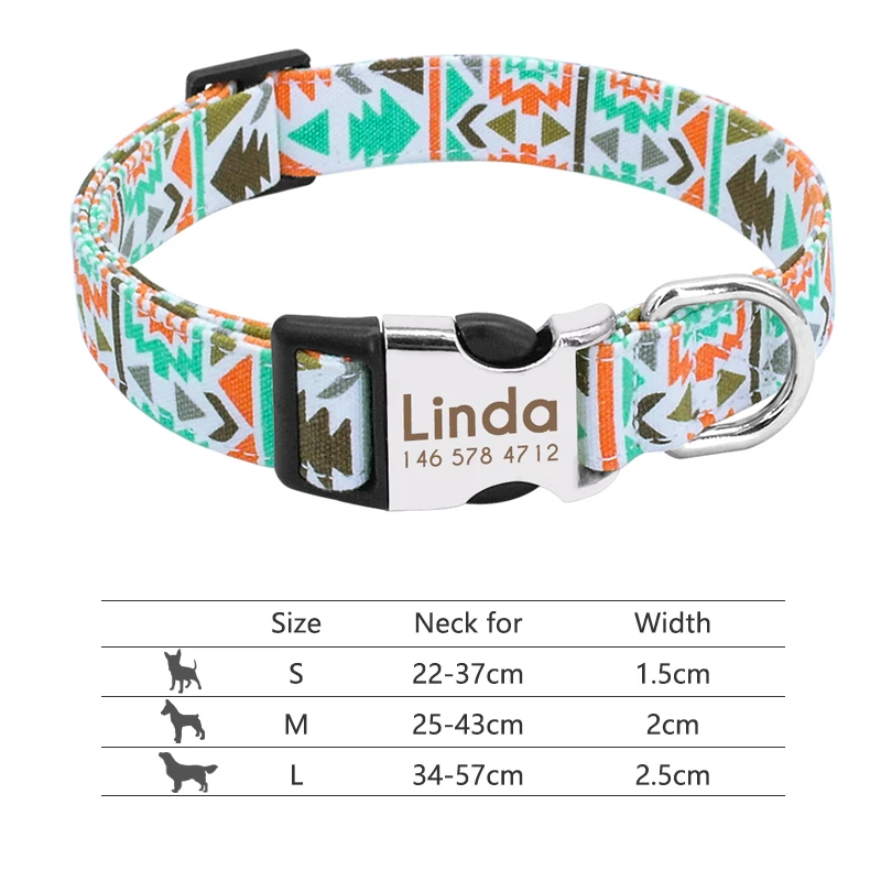 Reflective Nylon Dog Collar with Personalized Engraved ID Tag