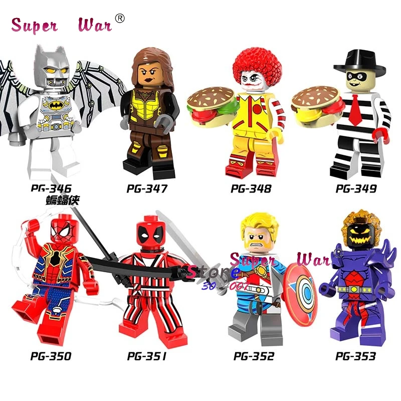 

Single Space Batman Vixen Iron Spider-Man Ronald with Joker Face building blocks models bricks toys for children kits