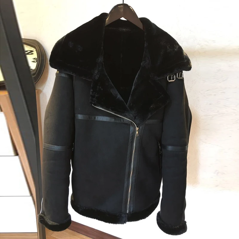 

European Style Vintage Men Mens Faux Fur Coats Military Man's Shearling Overcoats Winter Thick Warm Fur Coats Jackets New A314