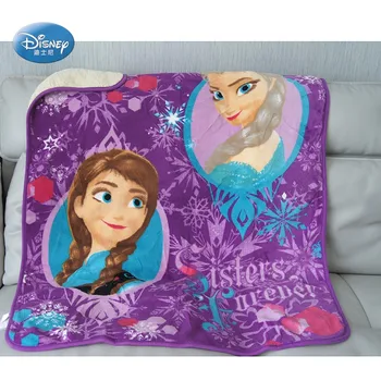 

Disney Cartoon Frozen Elsa and Anna Sherpa Backing Winter Blanket Throw 100x130cm for Baby Girls Winter Thick Blanket