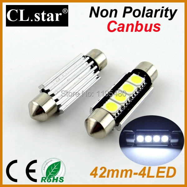 10 шт. без полярности 100% ошибок C5W 41 мм 42 4smd 211-2 212-2 214-2 6451 6411 светодиодный Canbus Festoon