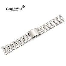 CARLYWET 22mm Prata Reta Final Parafuso Links Implantação Omega de Aço Inoxidável Relógio de Pulso Pulseira Para Rolex Tudor Panerai Tag