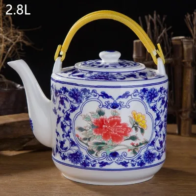 Аутентичный Jingdezhen керамический кувшин домашний чайник для холодной воды синий и белый фарфор большой чайник чайная чашка чайник Набор - Цвет: 12 Style 2800ml
