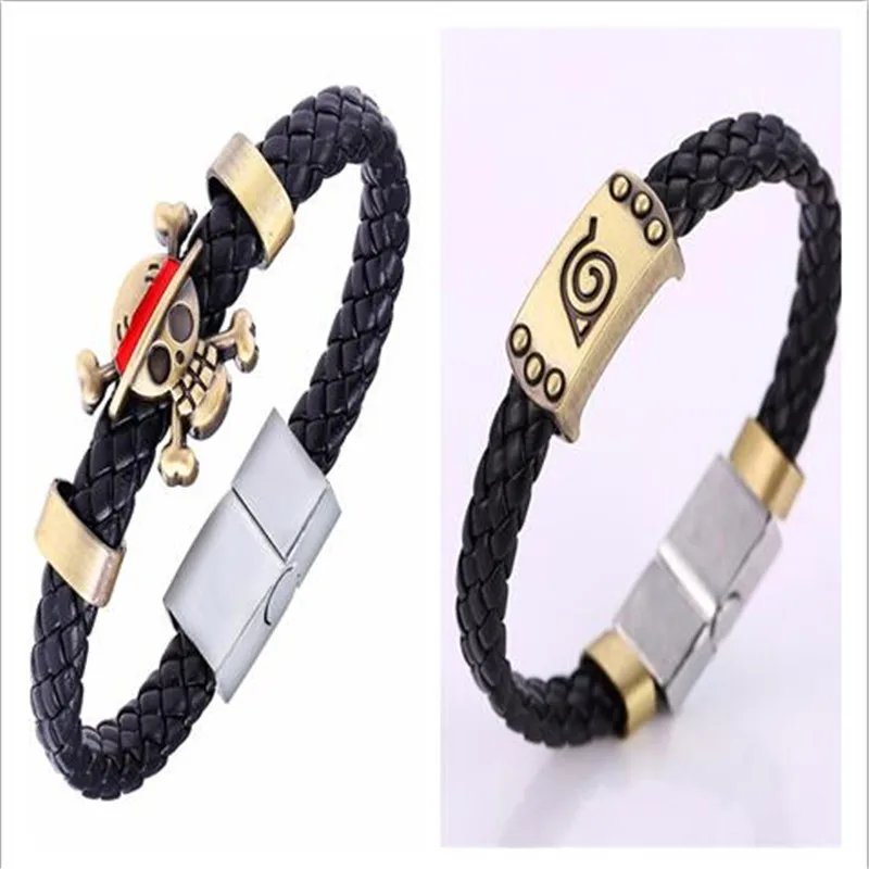 Juego 5 Piezas Negro de Cuero Trenzado Unisex Hombres Mujeres Brazalete Pulsera