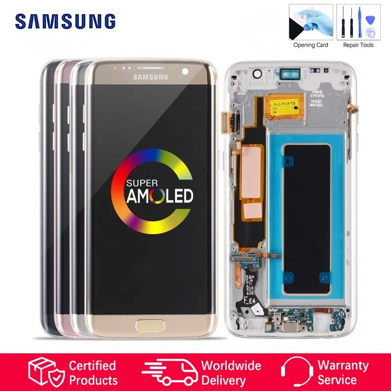 

ORIGINAL Super AMOLED Display For SAMSUNG Galaxy S7 Edge LCD Touch Screen Digitizer Assembly with Frame G935F G935 S7 G930F