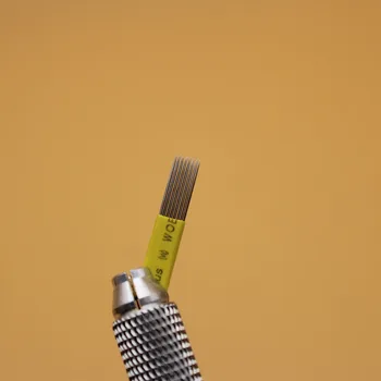 

100pcs 15M1 Needle Double Line Flat Eyebrow Microblading Needle Permanent Makeup Tattoo Blade For Eyebrow microbalding shading