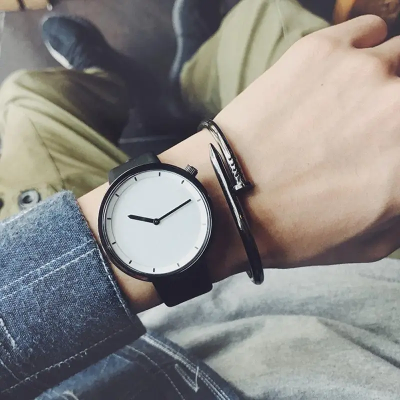 Men Fashion Casual Faux Leather Quartz Wrist Watches Adults Watches