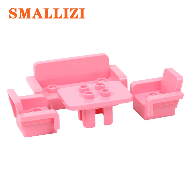 Furniture Sofa Table Chair Accessories Building Blocks Self-locking Bricks Parts Compatible With Duplo Educational Toy For Kid Furniture Sofa Table Chair Accessories Building Blocks Self-locking Bricks Parts Compatible With Duplo Educational Toy For Kid
