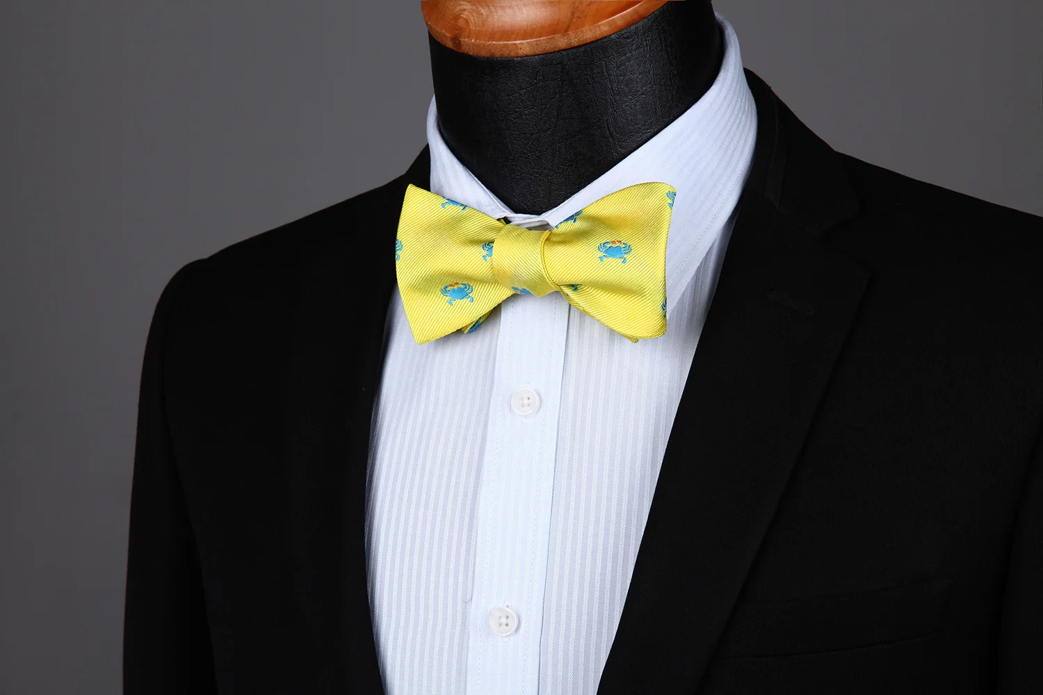  BGA01YS Yellow Animal Pattern Wedding Bowtie Men Silk Self Bow Tie handkerchief set