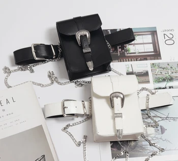 

Multi-Color Leather PU Waist Packs Women Fashion Metal Chain Crossbody Phone Purse Buckle Shoulder Bag Girl Waist belts With Bag