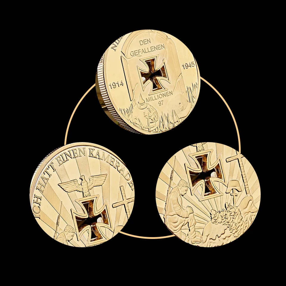 WWI Второй мировой войны Kameraden 1914-1945 немецкий Золотая монета символ мира Gemany павшие солдаты полые, 15 шт./лот