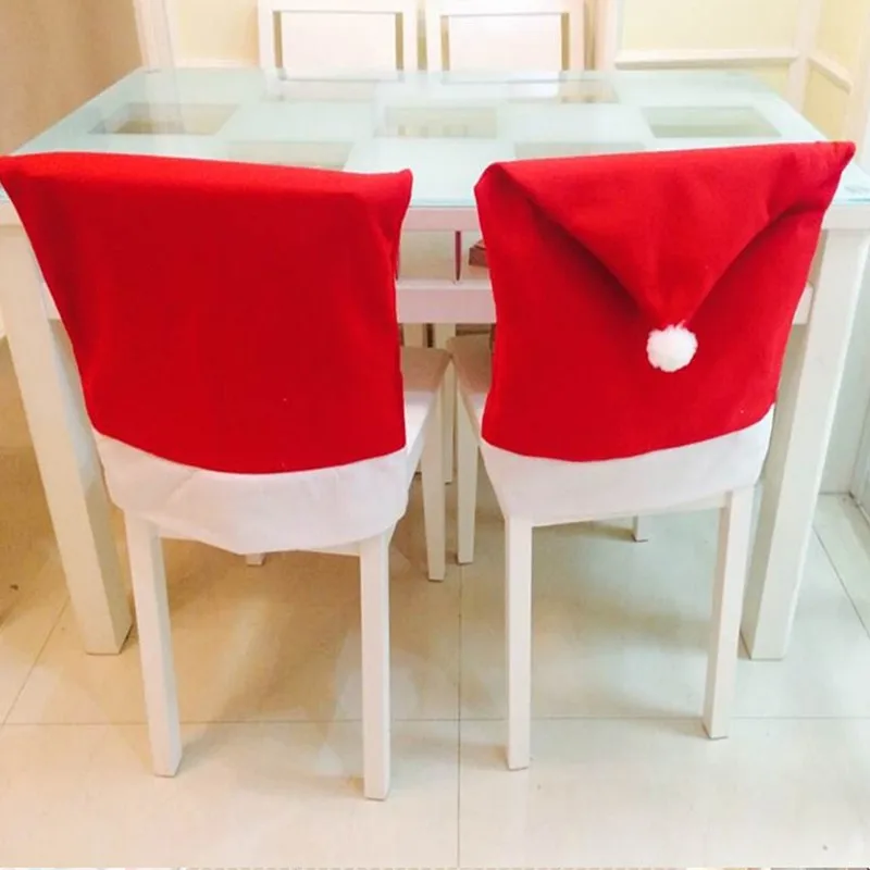 1 шт. шапка Санта Клаус красная шляпа мебель задняя крышка стула Рождество ужин праздничный стол вечерние украшения на год