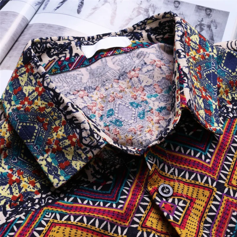 2018 Summer New Fashion Floral Printed Short Sleeve Shirts Men camisa Male Casual Large Size Shirts Vintage Cotton Mens Shirts
