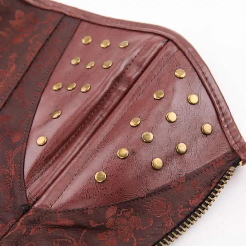 Plus Size 6XL Women Corset Tight Lacing Zipper Waist Cincher Rock Steampunk Clothing Sexy Lingerie Faux Leather Corset Overbust (9)