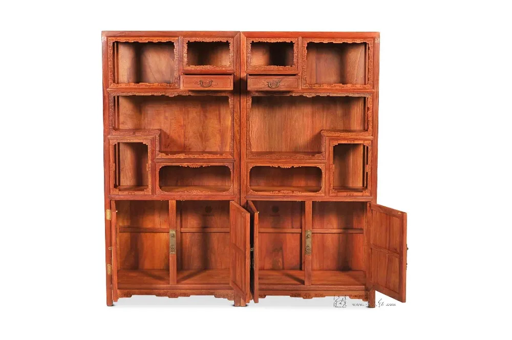Living Room Furniture Filing Cabinet Solid Wood Bookcase China Antique Rosewood Redwood Magazine Racks Multi-function Shelves