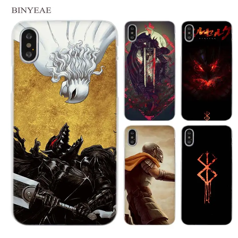

BINYEAE Berserk Guts Anime Cool guys Clear Cell Phone Hard Case Cover for iPhone X 6 6s 7 8 Plus 5 5s SE 5c 4 4s