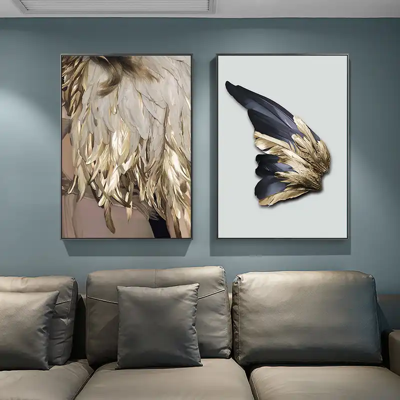 Nordic Decor Feathers Canvas Painting White Poster And Print Nordic Decor Feathers Canvas Painting
