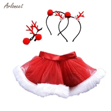 ARLONEET/юбки для девочек, детская Рождественская сетчатая юбка принцессы юбка-пачка+ костюм с повязкой на голову, Рождественская детская юбка