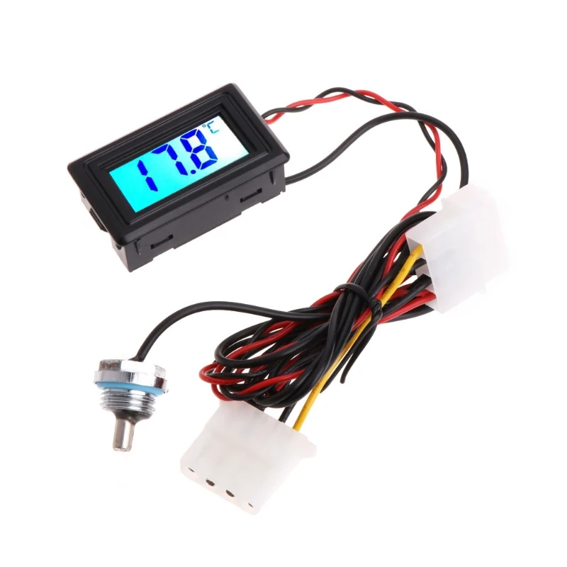 

OOTDTY Digital Thermometer Temperature Meter Gauge G1/4 Thread Sensor+Water Thermometer for PC Computer Water Cooling 45x25 mm