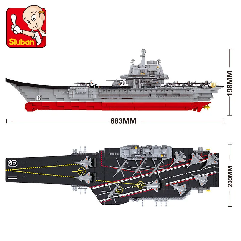 1059Pcs Military Building Blocks Sets ARMY 1:450 Aircraft Carrier Cruiser Warship Juguetes Weapon L