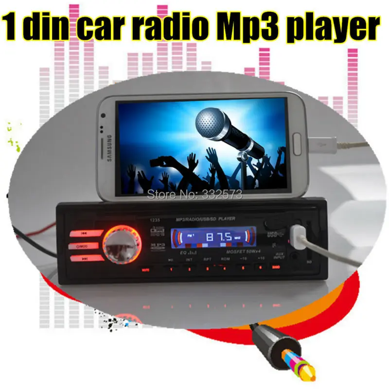 MP3-плеер автомобильный стерео радио SD/USB/Aux-In-Dash 1 Din FM Поддержка APE/FLAC/Mp3/WMA/WAV